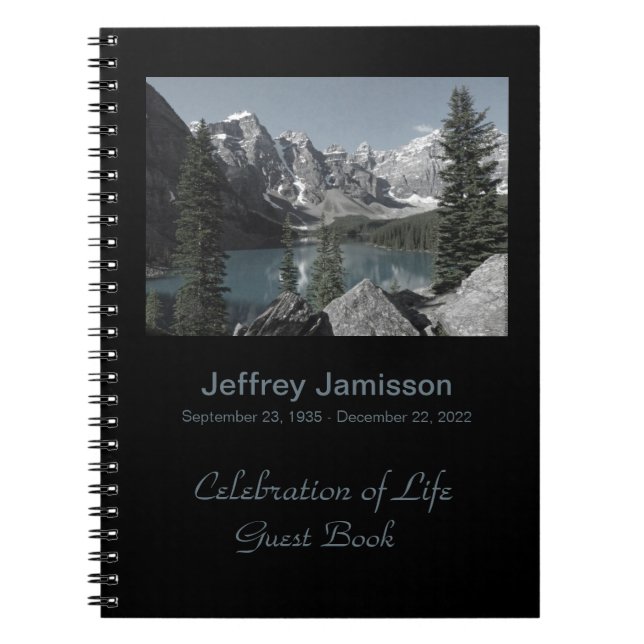 Celebration of Life Guest Book, Mountains Lake Notebook (Front)