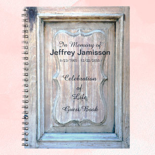 Celebration of Life Guest Book, Old Wooden Door Notebook