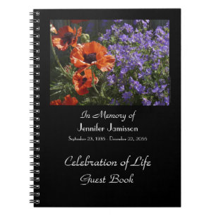 Celebration of Life Guest Book, Orange Poppies Notebook