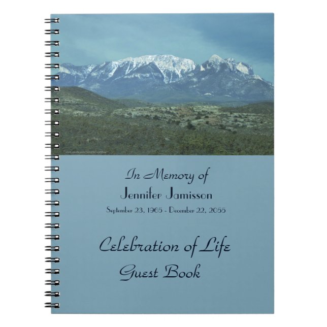 Celebration of Life Guest Book, Snowy Mountains Notebook (Front)
