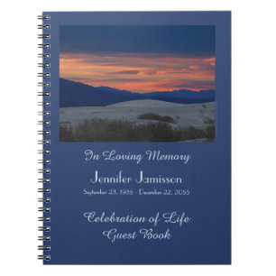 Celebration of Life Guest Book, Sunset at Dunes Notebook