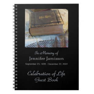Celebration of Life Guest Book, Vintage Bible Notebook