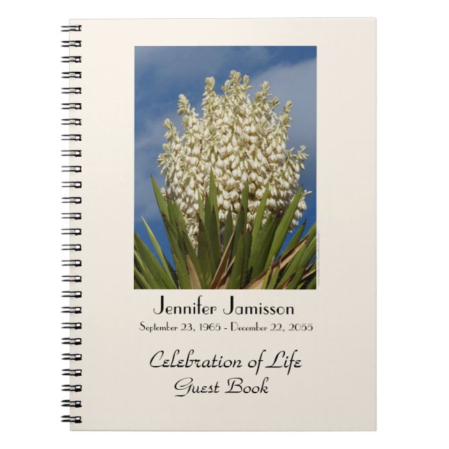 Celebration of Life Guest Book, Yucca in Bloom Notebook (Front)