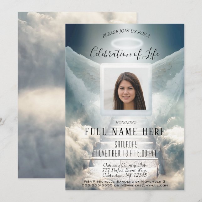 Celebration of Life - Heavenly Staircase Invitation (Front/Back)