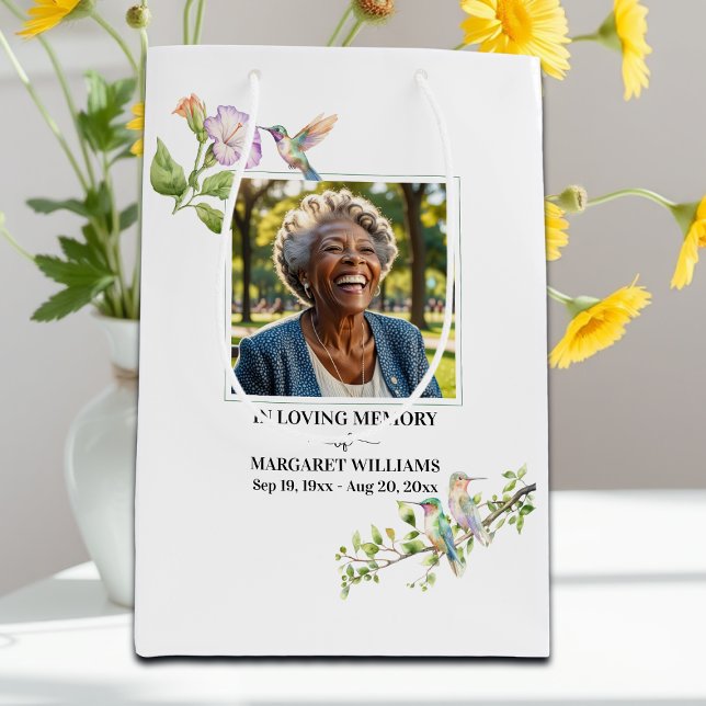 Celebration Of Life Hummingbirds Floral Keepsake Medium Gift Bag (Creator Uploaded)