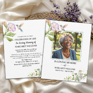 Celebration Of Life Hummingbirds Floral Photo  Invitation