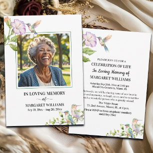 Celebration Of Life Hummingbirds Floral Photo  Invitation