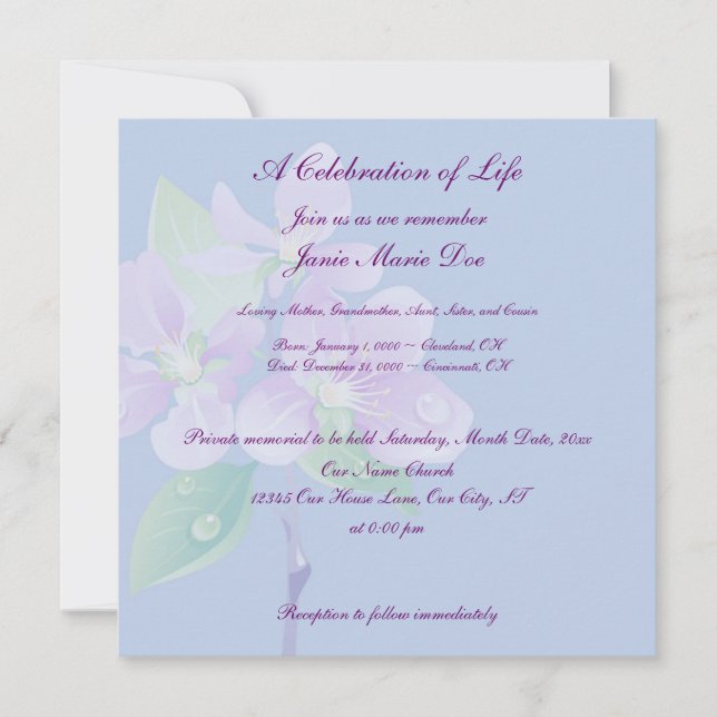 Celebration of Life Invitation (Front)
