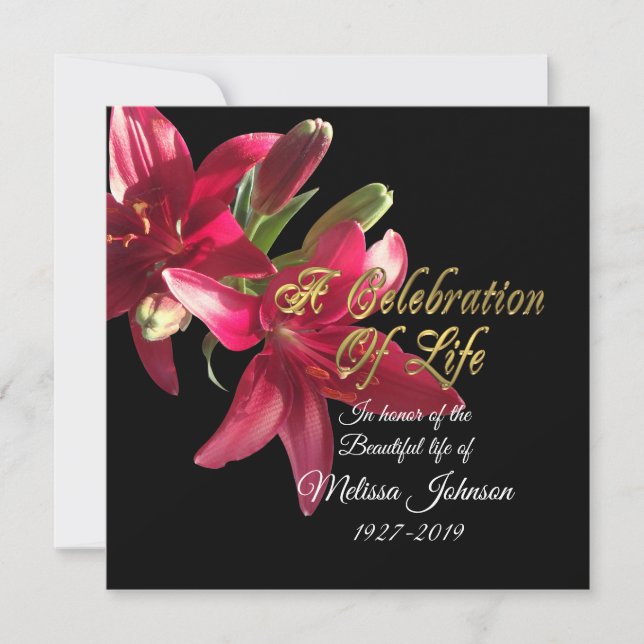 Celebration of life Invitation Asian Lily (Front)