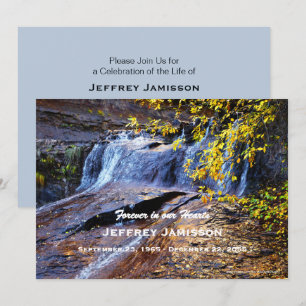 Celebration of Life Invitation Autumn Waterfall