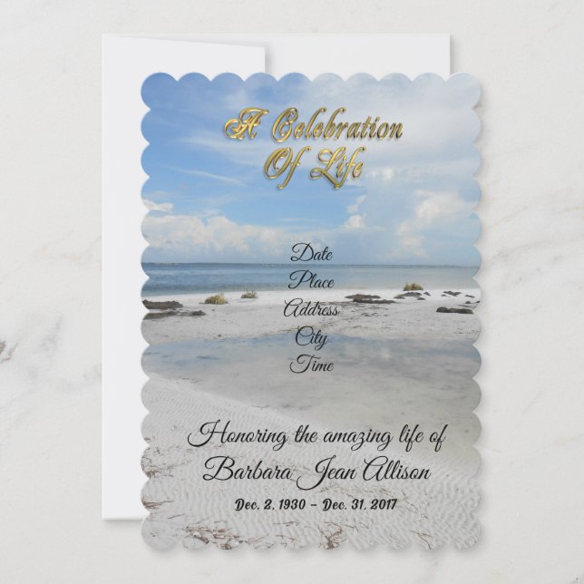 Celebration of Life invitation Beach (Front)