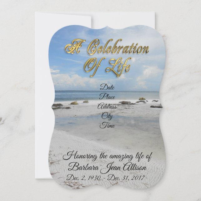 Celebration of Life invitation Beach (Front)