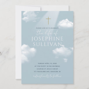 Celebration of Life Invitation Blue Sky Cross