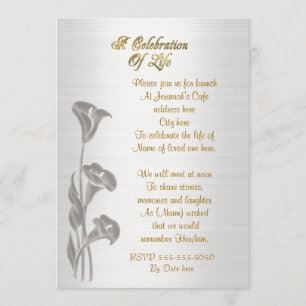 Celebration of life Invitation Calla lilies