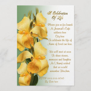 Celebration of life Invitation Canna lilies