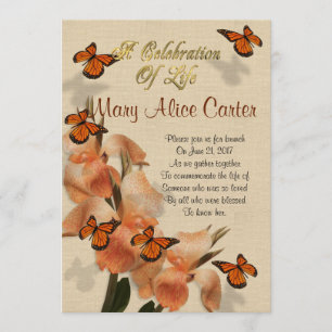 Celebration of life Invitation canna lilies
