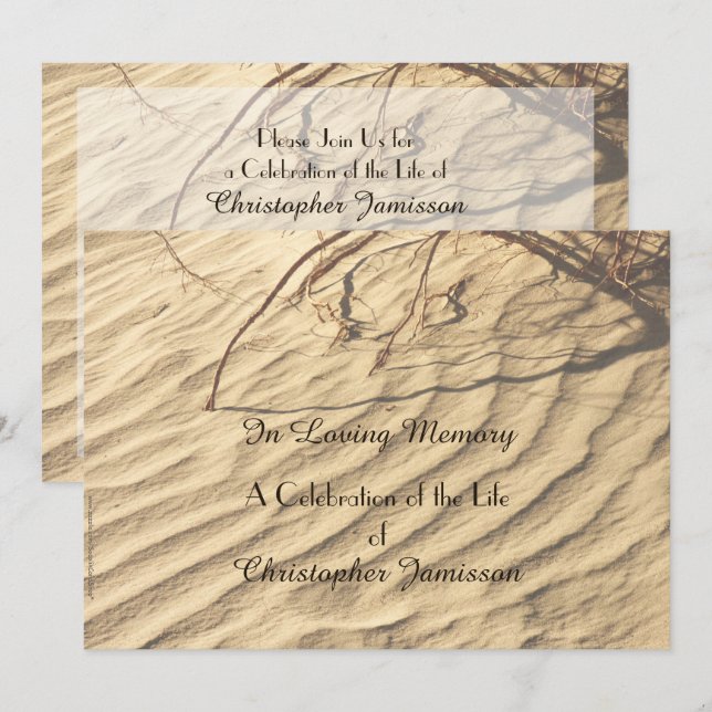 Celebration of Life Invitation, Desert Sands Invitation (Front/Back)