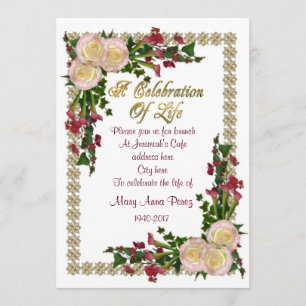 Celebration of life Invitation floral frame