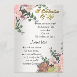 Celebration of life Invitation floral watercolor