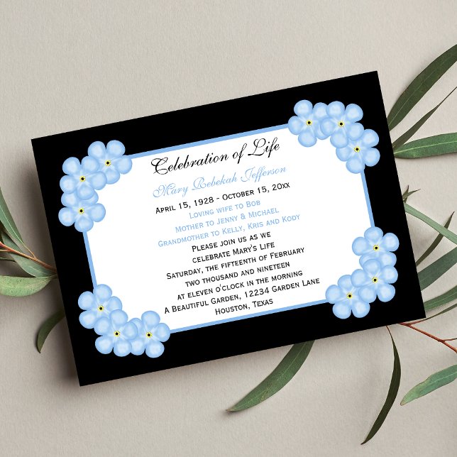 Celebration of Life Invitation -- Forget Me Nots (Creator Uploaded)