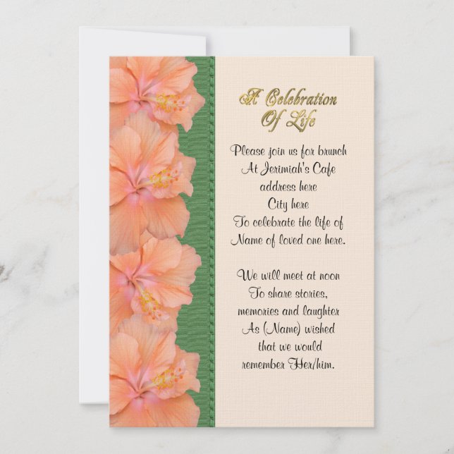Celebration of life Invitation hibiscus (Front)