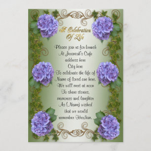 Celebration of life Invitation hydrangea