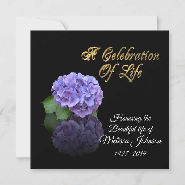 Celebration of life Invitation Hydrangea (Front)