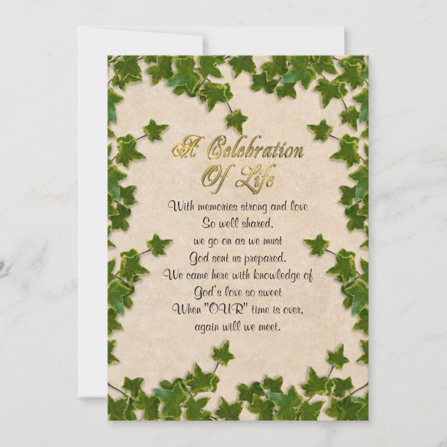 Celebration of life Invitation ivy (Front)