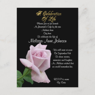 Celebration of life Invitation lavender rose
