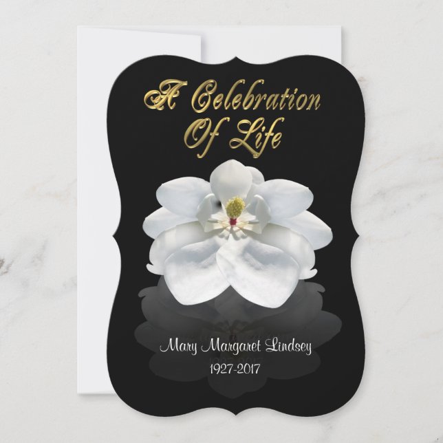 Celebration of life Invitation magnolia (Front)
