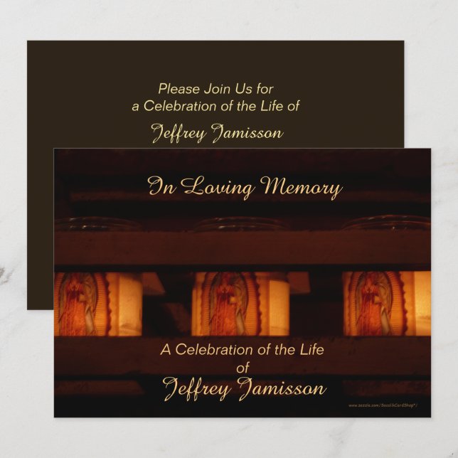 Celebration of Life Invitation, Memorial Candles Invitation (Front/Back)