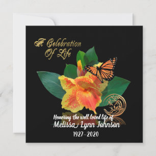 Celebration of life Invitation Monarch butterfly