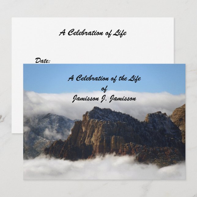 Celebration of Life Invitation, Nestled in Clouds Invitation (Front/Back)