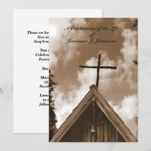 Celebration of Life Invitation, Old Church, Sepia Invitation