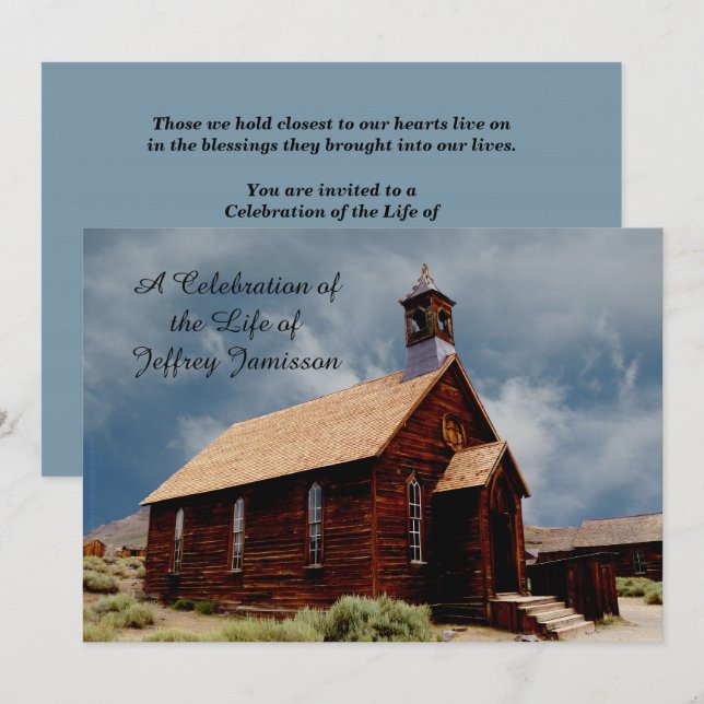 Celebration of Life Invitation Old Historic Church (Front/Back)