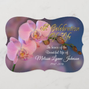 Celebration of life Invitation pink orchids