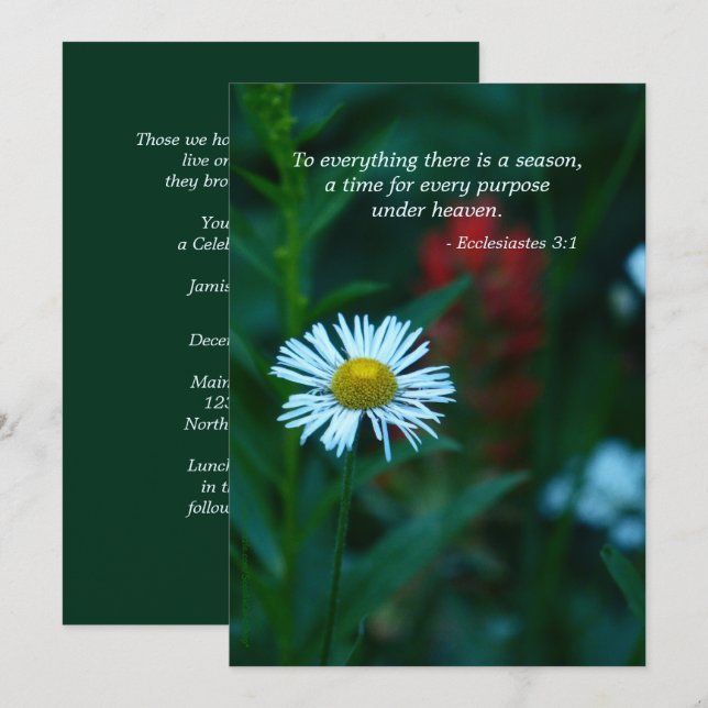 Celebration of Life Invitation, Scripture Quote Invitation (Front/Back)