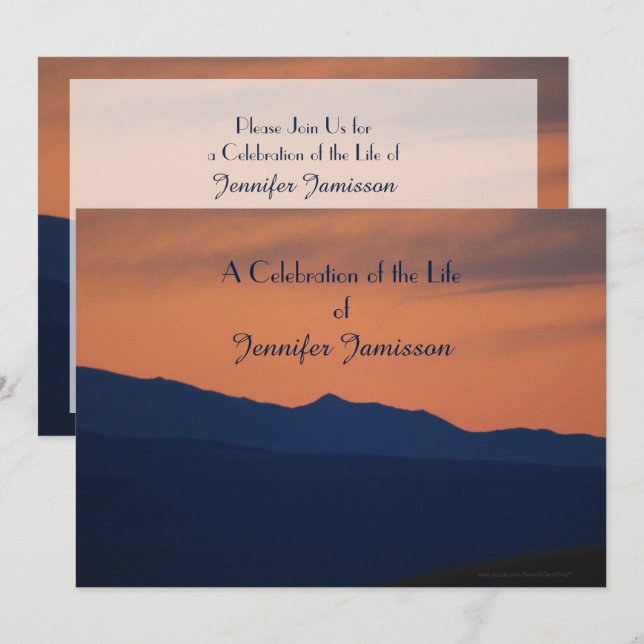 Celebration of Life Invitation, Simple Sunset Invitation (Front/Back)