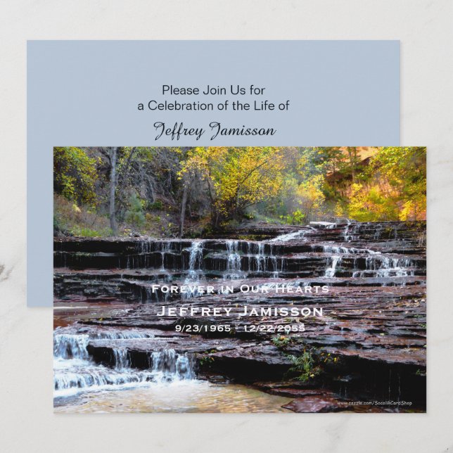 Celebration of Life Invitation Subway Waterfall (Front/Back)