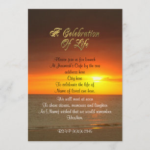 Celebration of life Invitation sunset