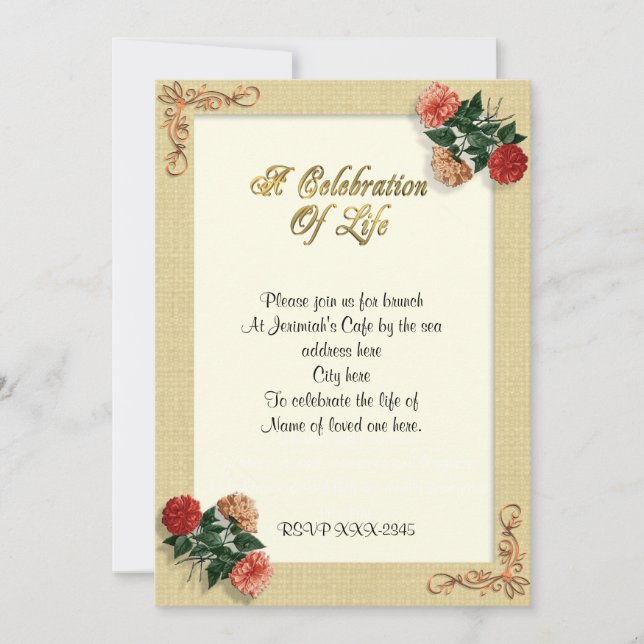 Celebration of life Invitation vintage hibiscus (Front)