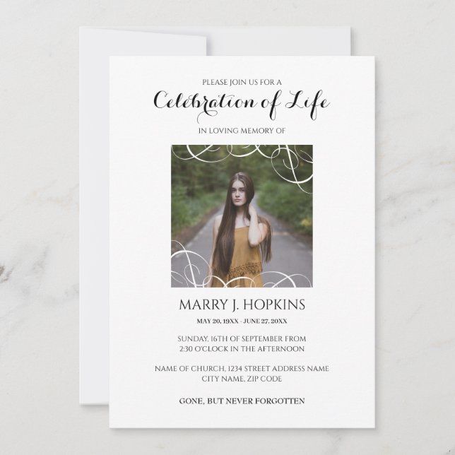Celebration of Life Invitation with Photo (Front)