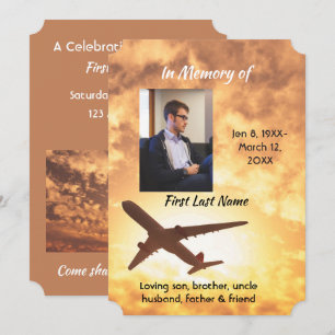 Celebration of Life Invite Aeroplane Pilot