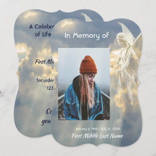 Celebration of Life Invite Angel Sky Clouds