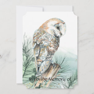 Celebration of Life Invite Watercolor Barn Owl