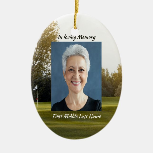 Celebration of Life Keepsake Golf Course Golfing  Ceramic Tree Decoration (Front)