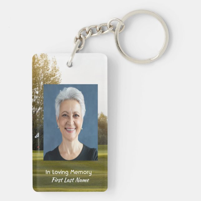 Celebration of Life Keepsake Golf Course Golfing  Key Ring (Back)