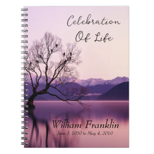 Celebration of Life Lake Sunset Tree Landscape Notebook