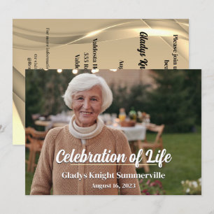Celebration of Life   Landscape Golden Glow QRCode Invitation