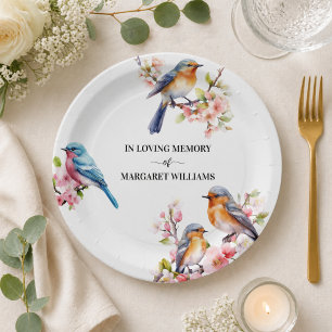 Celebration Of Life Little Birds Floral Paper Plate